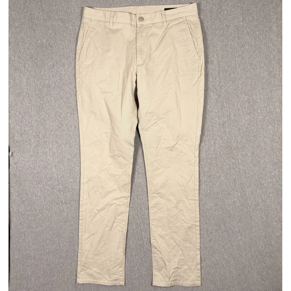 Bonobos Chino Pants Mens 34x34 Beige Tailored Fit Flat Front Cotton Stretch Golf